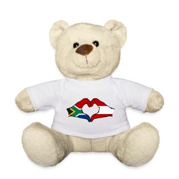 Afrique du Sud Autriche Drapeau Mains Coeur Forme - Nounours - blanc - Devant