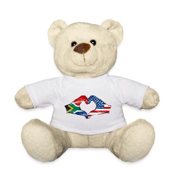 Südafrika USA Flagge Hände Herzform used - Teddy - Weiß - Vorne