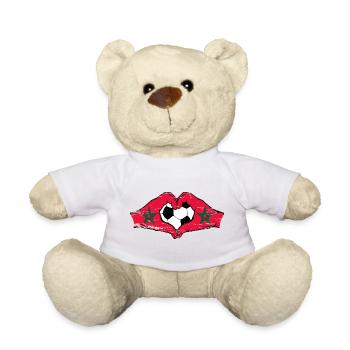 Maroc drapeau football mains forme de coeur utilisé - Nounours - blanc - Devant