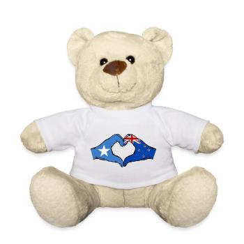 Drapeau de la Nouvelle-Zélande Mains Forme de cœur - Nounours - blanc - Devant
