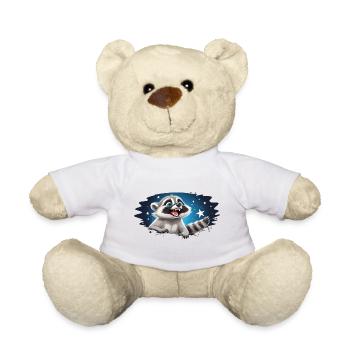 Lustiger Waschbär unterm Sternenhimmel - Teddy - Weiß - Vorne
