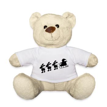 Weihnachtsmann mit Schlitten - Teddy - Weiß - Vorne