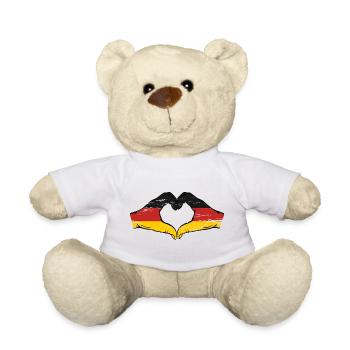 Germany Flag Hands Heart Shape Used - Teddy Bear - white - Front