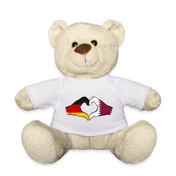 Germany Qatar Flag Hands Heart Shape - Teddy Bear - white - Front