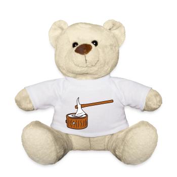 Axt Baum Fällen Holzfäller Wald Stumpf Holz Hacken - Teddy - Weiß - Vorne