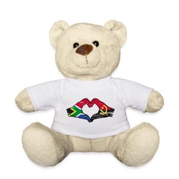 Afrique du Sud Angola drapeau mains forme de coeur utilisé - Nounours - blanc - Devant