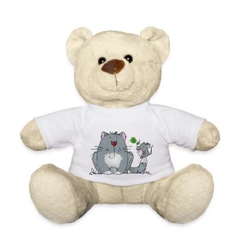 Cat and Mouse - Teddy Bear - white - Front