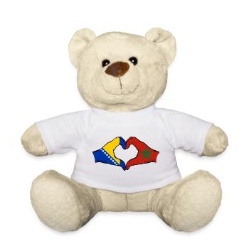 Bosnie Maroc Drapeau Mains Coeur Forme - Nounours - blanc - Devant