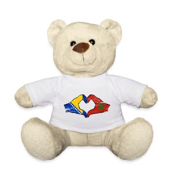 Bosnien Marokko Flagge Hände Herzform used - Teddy - Weiß - Vorne
