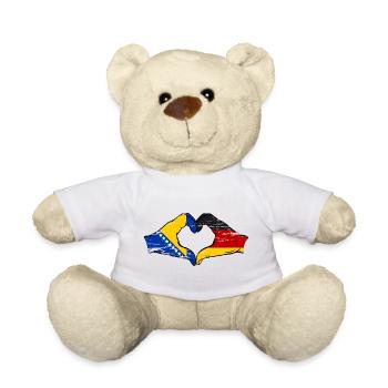 Bosnien Deutschland Flagge Hände Herzform used - Teddy - Weiß - Vorne
