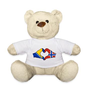 Bosnia Norway Flag Hands Heart Shape - Teddy Bear - white - Front