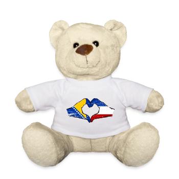 Bosnie Hollande drapeau mains forme de coeur utilisé - Nounours - blanc - Devant