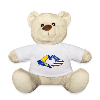 Bosnia USA flag hands heart shape used - Teddy Bear - white - Front