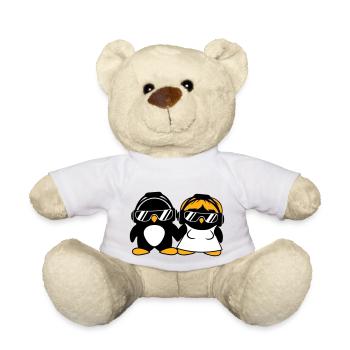 Deux Pingouins DJ Paire Casque Lunettes de Soleil Équipe - Nounours - blanc - Devant