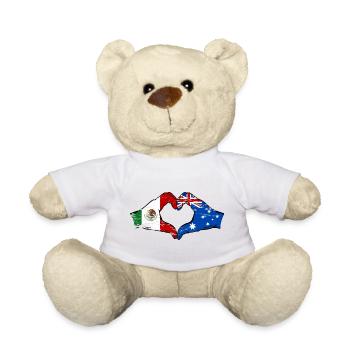 Mexique Australie drapeau mains forme de coeur utilisé - Nounours - blanc - Devant