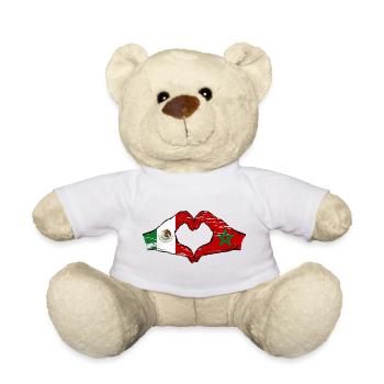 Mexico Morocco Flag Hands Heart Shape Used - Teddy Bear - white - Front