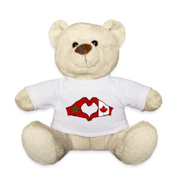 Maroc Canada Drapeau Mains Coeur Forme - Nounours - blanc - Devant