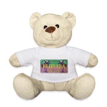 Florida USA Miami America Summer Palm Trees Sign - Teddy Bear - white - Front