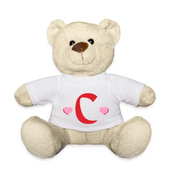 Lettre c cœurs rouges - Nounours - blanc - Devant