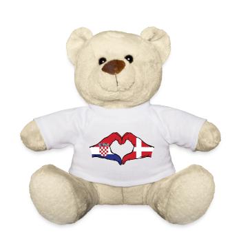 Croatie Danemark Drapeau Mains Coeur Forme - Nounours - blanc - Devant