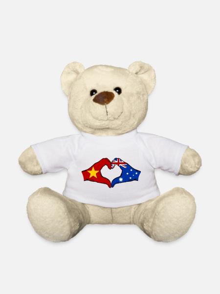 Vietnam Australien Flagge Hände Herzform - Teddy - Weiß