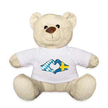 Bavaria Sweden Flag Hands Heart Shape Used - Teddy Bear - white - Front