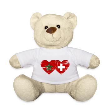 Maroc Suisse Drapeau Coeur utilisé - Nounours - blanc - Devant