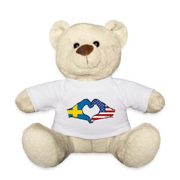 Suède États-Unis Drapeau Mains Coeur Forme - Nounours - blanc - Devant