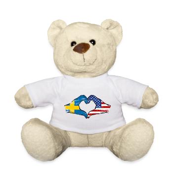 Sweden USA Flag Hands Heart Shape Used - Teddy Bear - white - Front