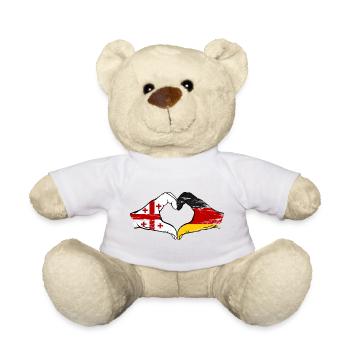 Georgien Deutschland Flagge Haende Herzform use - Teddy - Weiß - Vorne