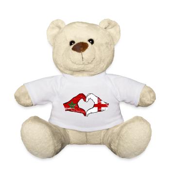 Maroc Angleterre drapeau mains coeur utilisé - Nounours - blanc - Devant