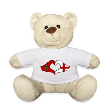 Marokko England Flagge Haende Herzform - Teddy - Weiß - Vorne