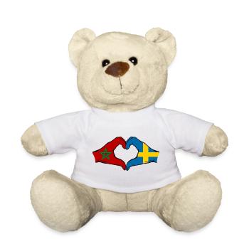 Marokko Schweden Flagge Haende Herzform - Teddy - Weiß - Vorne