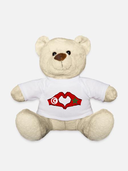 Tunisie Maroc Drapeau Mains Coeur Forme - Nounours - blanc