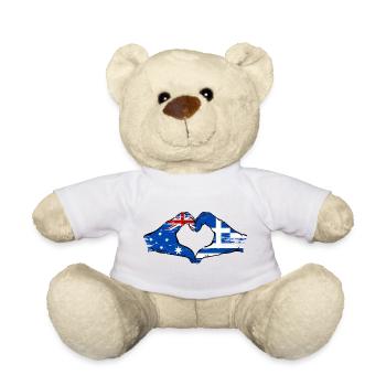 Australien Griechenland Flagge Haende Herzform - Teddy - Weiß - Vorne
