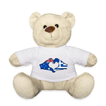 Australien Griechenland Flagge Haende Herzform - Teddy - Weiß - Vorne