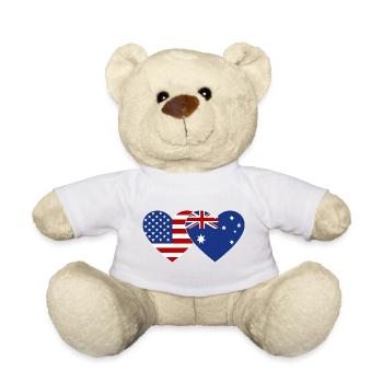 USA Australia Flag Heart Shape - Teddy Bear - white - Front