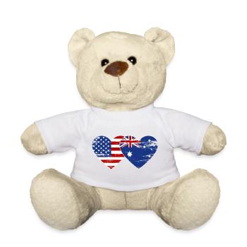 États-Unis, Australie, drapeau, forme de coeur utilisé - Nounours - blanc - Devant