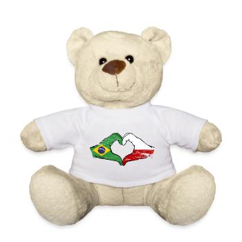 Brasilien Polen Flagge Haende Herzform used - Teddy - Weiß - Vorne