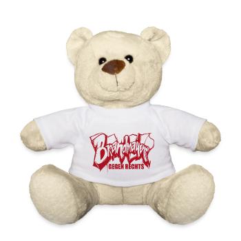 Brandmauer - Gegen Rechts, gegen Hetze - Teddy - Weiß - Vorne