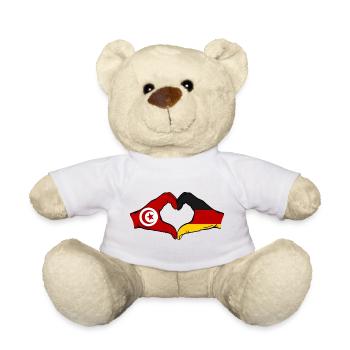 Tunesien Deutschland Flagge Hände Herzform - Teddy - Weiß - Vorne