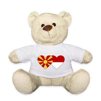 Mazedonien Indonesien Flagge Herz - Teddy - Weiß - Vorne