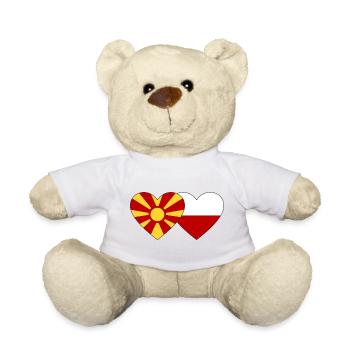 Macédoine Pologne Drapeau Coeur - Nounours - blanc - Devant