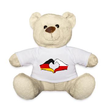 Allemagne Pologne Drapeau Mains Coeur Forme - Nounours - blanc - Devant