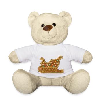 Süßer Lebkuchen Santa Claus Schlitten Weihnachten - Teddy - Weiß - Vorne