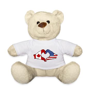 Drapeau Canada USA en forme de cœur - Nounours - blanc - Devant