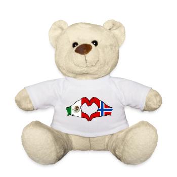 Mexiko Norwegen Flagge Hände Herzform - Teddy - Weiß - Vorne