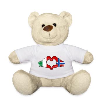 Drapeau de l'Italie et de la Norvège en forme de cœur - Nounours - blanc - Devant
