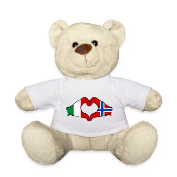 Italy Norway flag hands heart shape - Teddy Bear - white - Front