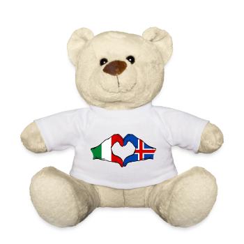 Drapeau de l'Italie et de l'Islande, mains en forme de cœur - Nounours - blanc - Devant